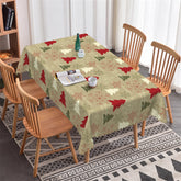 Aperturee - Snowflake Pine Trees Brown Green Christmas Tablecloth